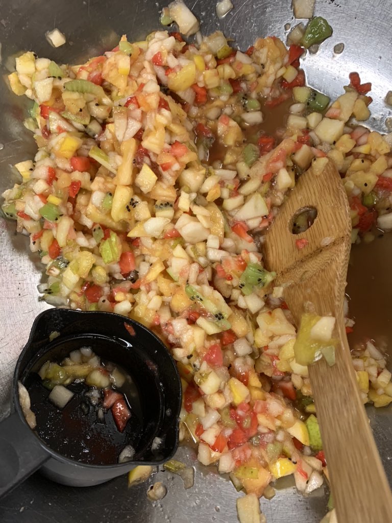 Fruit salsa and homemade cinnamon chips in food and nutrition. #RCSHSoffices #greenmachine #expectthebest