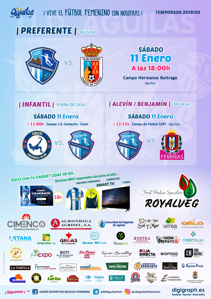 Mañana...
DÍA DE PARTIDO 💙 ⚽🦅

Nuestros 3 equipos, juegan!

1,2,3...#Águilas!
