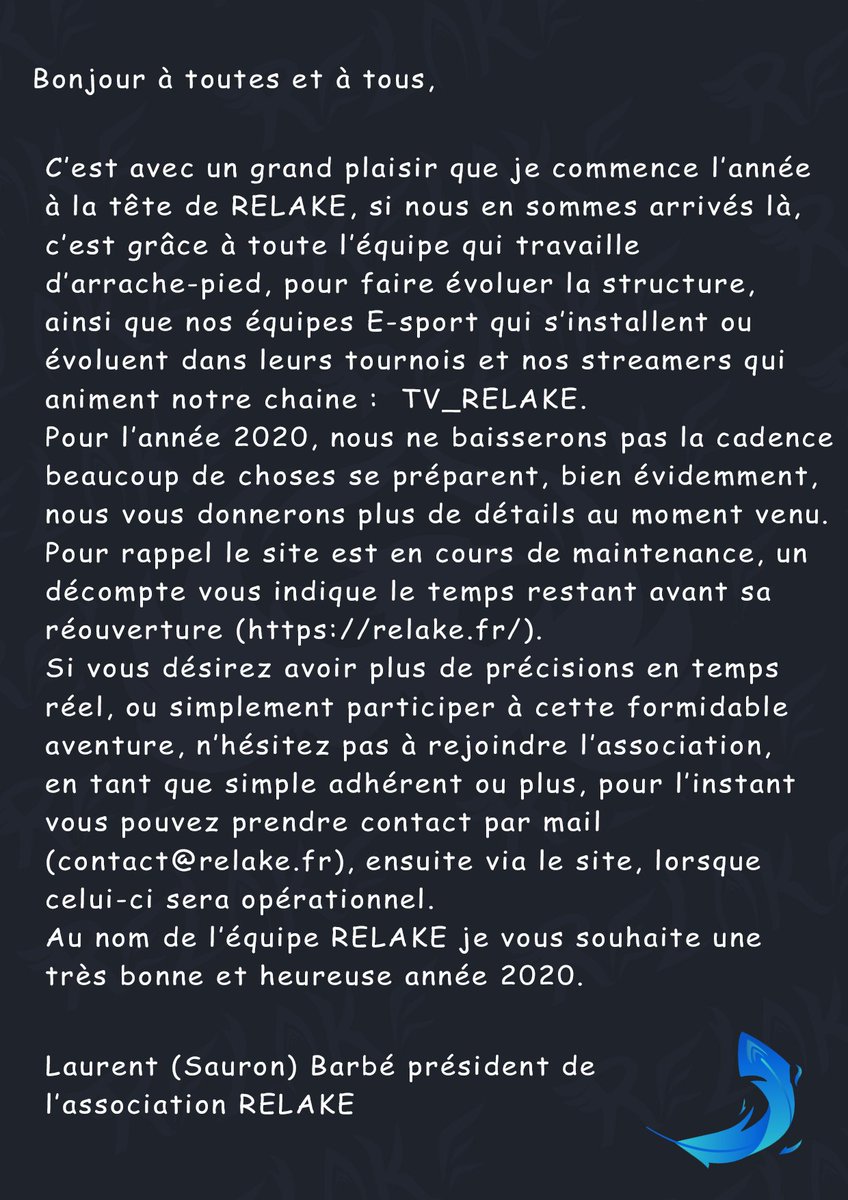Relake_Officiel's tweet photo. Les vœux de notre cher président :) https://t.co/8qqpTSVPg1