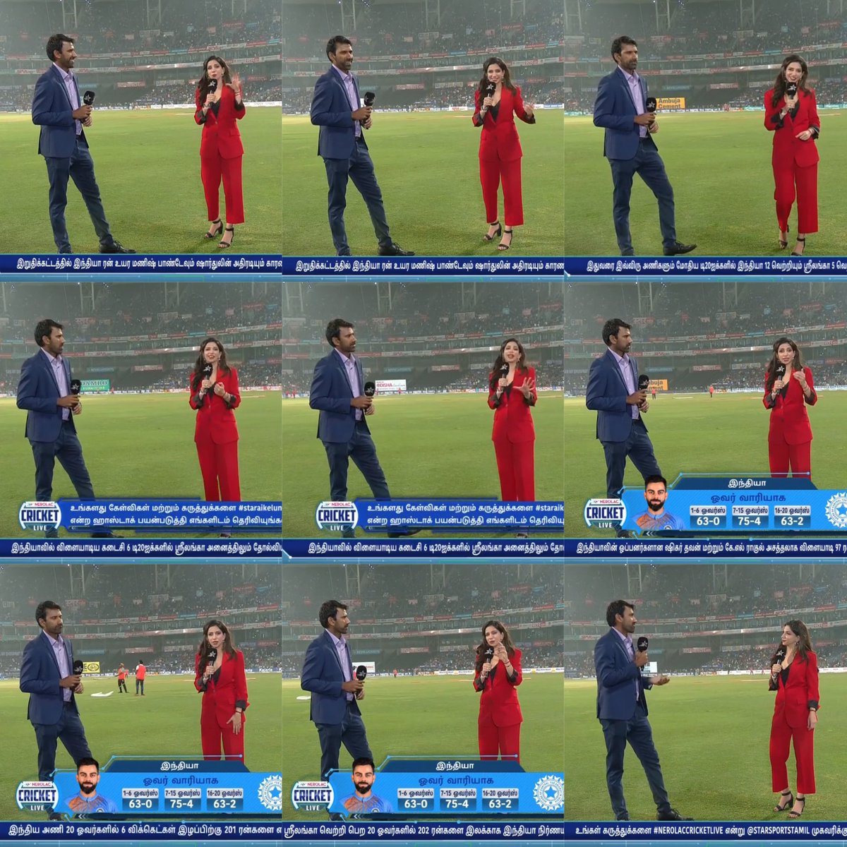 .@Bhavna__B Princess in Red❤😇Looked Very Gorgeous😍 & Short Sweet Mid Show Bhavs👍👌👏Happyy To See You😊Back Again in First Cricket Show of 2020👰😍😘💖💗💝💓💘💞💕#INDvSL #StatisticsHolder #EverGorgeous #WonderfulAnchor #NerolacCricketLive #BeautyQueen👑 @StarSportsTamil