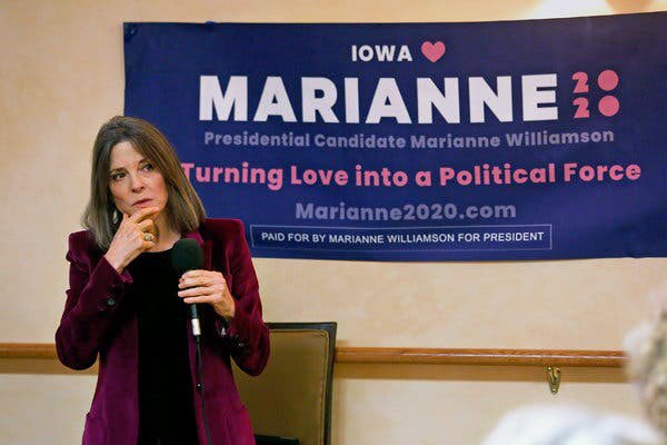  boom marianne williamson, self-help author and spiritual advisor; dropped out january 10th, 2020
