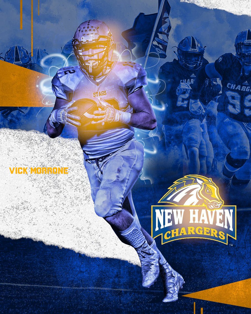morrone_vick's tweet photo. I am blessed to say I will be continuing my football and academic career at the University of New Haven! #GOCHARGERS 🐴⚡️ https://t.co/Sto4kqHIjC