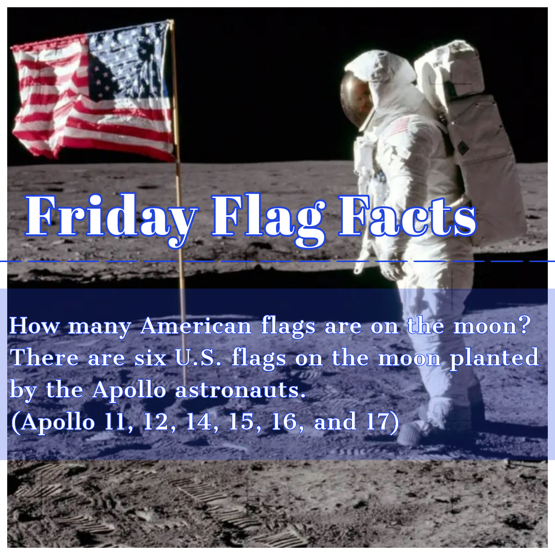 delflags's tweet image. Random Flag facts and/or Flag Etiquette every Friday!
Today - exactly how many American flags were placed on the Moon?
See interesting article about the creation of the Lunar Flagpole!:earthsky.org/space/planting…
#FridayFlagFacts #AmericanFlag #Lunarlanding