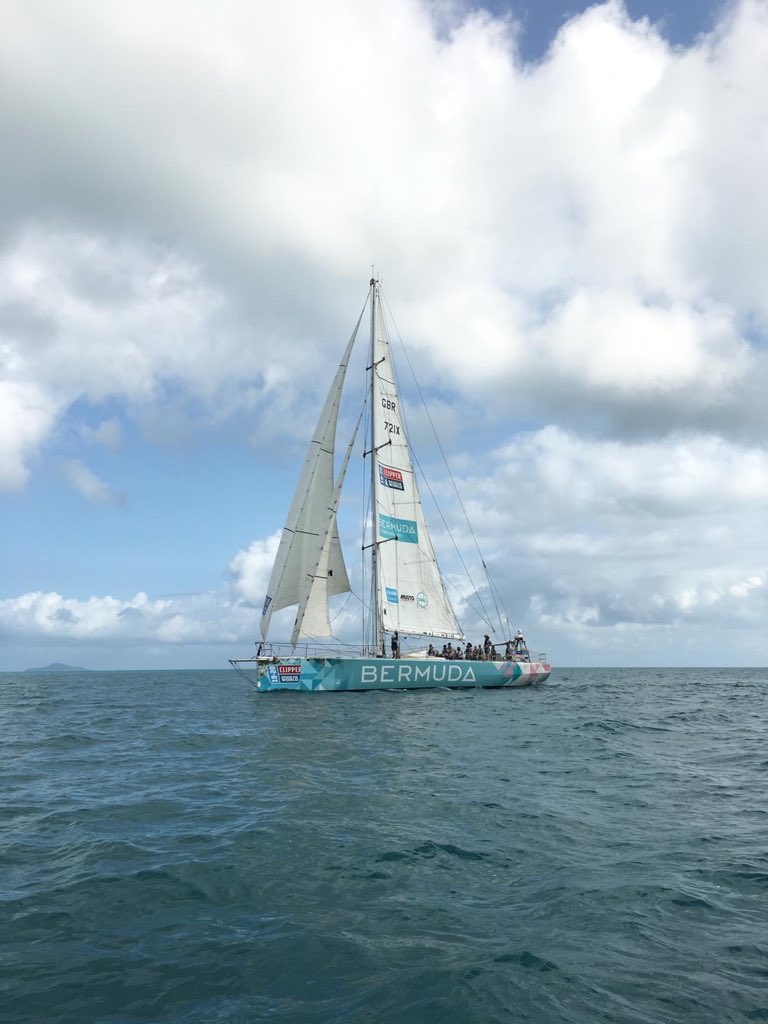 What a beautiful morning for <a href="/Bermuda/">Bermuda</a> to arrive into <a href="/WhitsundaysQLD/">Visit Whitsundays</a>! Crossing the finish line of Race 5 at 22:05:31 UTC on 10 January. Congratulations Wavy, Fabian and crew on a great race!