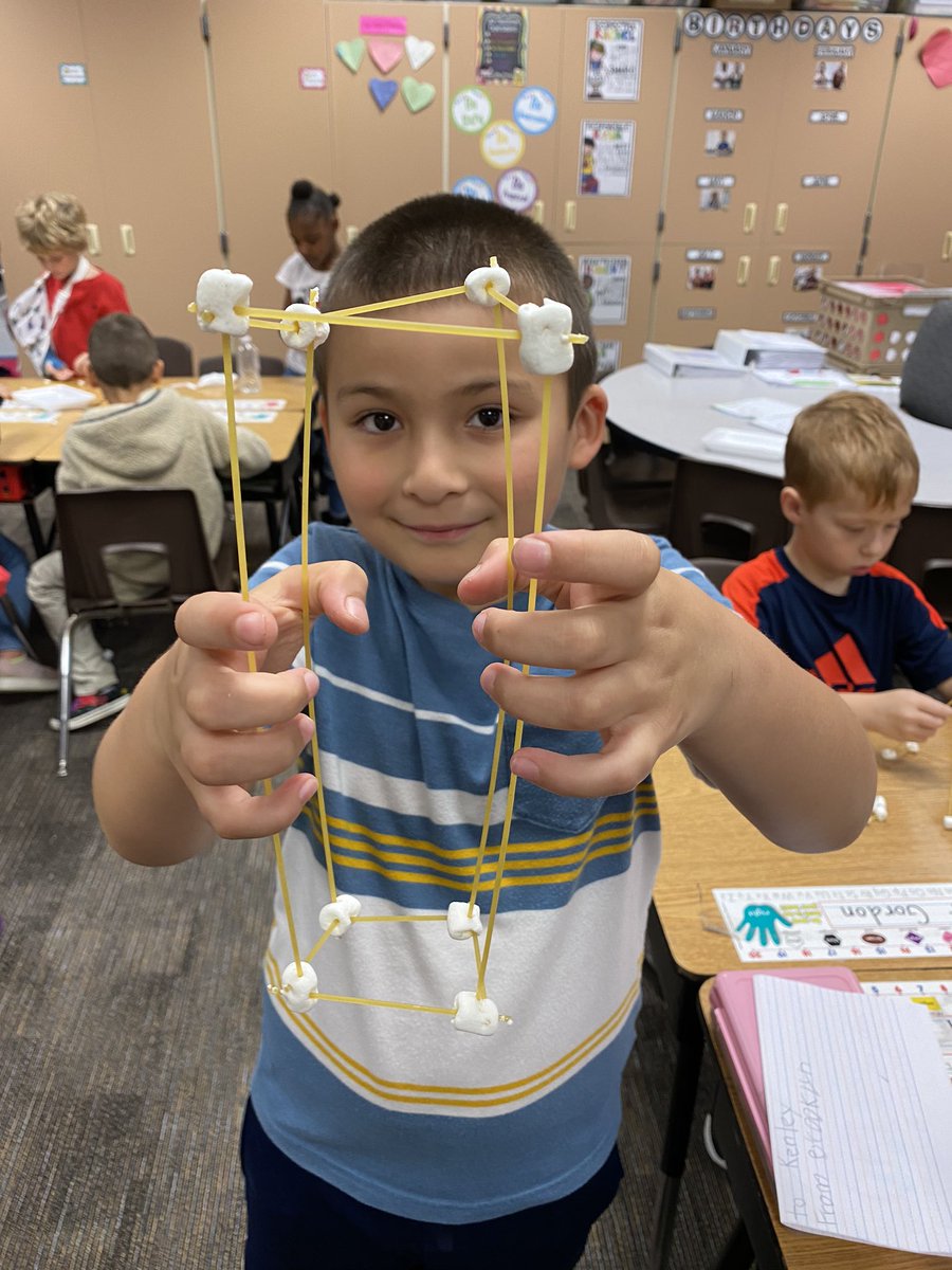 3D Shape fun with spaghetti and marshmallows!!! <a href="/HumbleISD_PFE/">Pine Forest Elem</a> <a href="/1stgrade_PFE/">PFE 1st Grade</a> #onegiantleappfe
