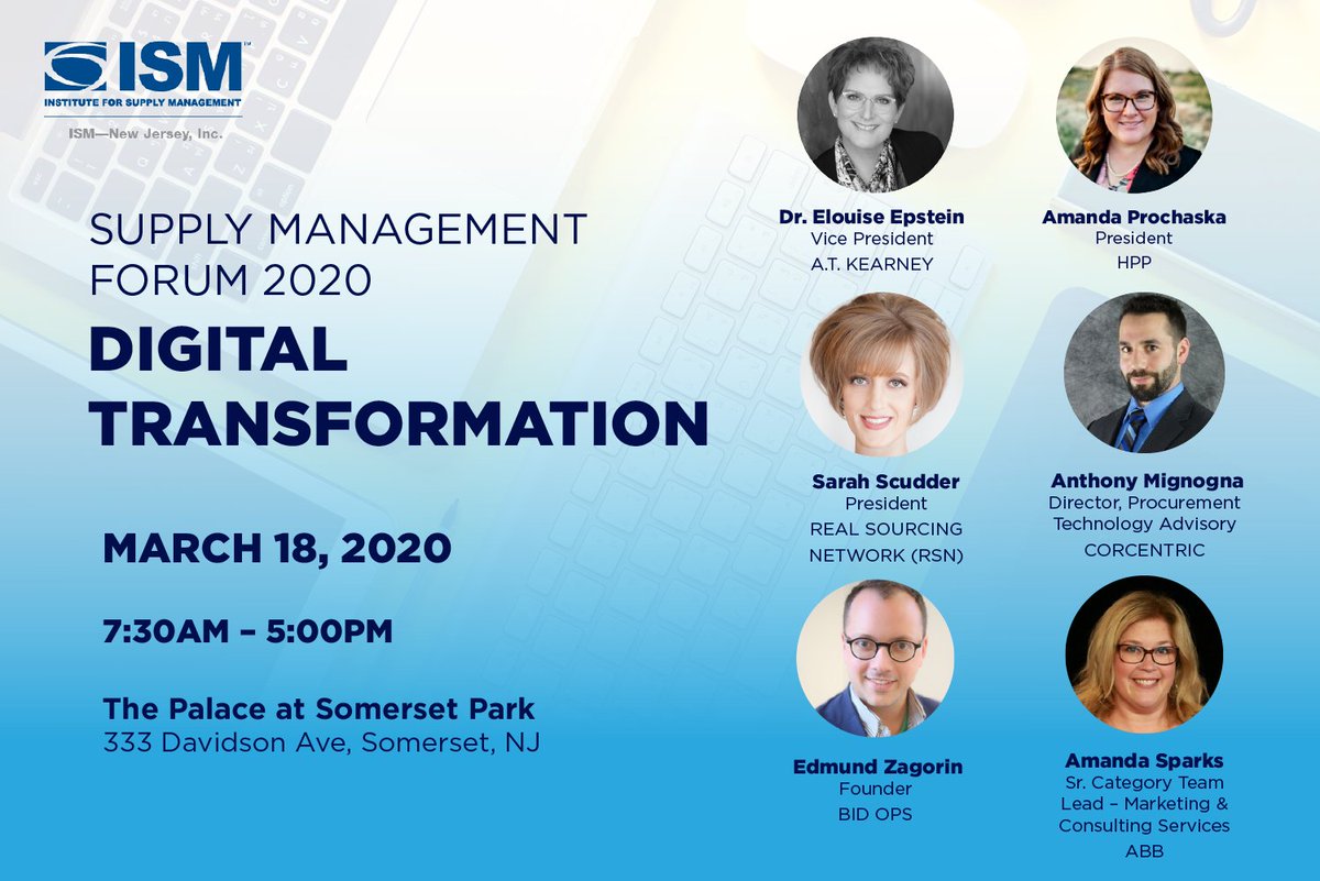 sscudder's tweet photo. Join in the fun 3/18 for a day long #supplychain event in #NJ talking about #digitaltransformation! I'm leading a panel discussion on #marketingservicesprocurement. Register here: https://t.co/lCaMsofXrE

@ismnj @realsourcingnet @hppcoach @ATKearney @bidopsinc @GetSavings https://t.co/M4RJ7JPZbp