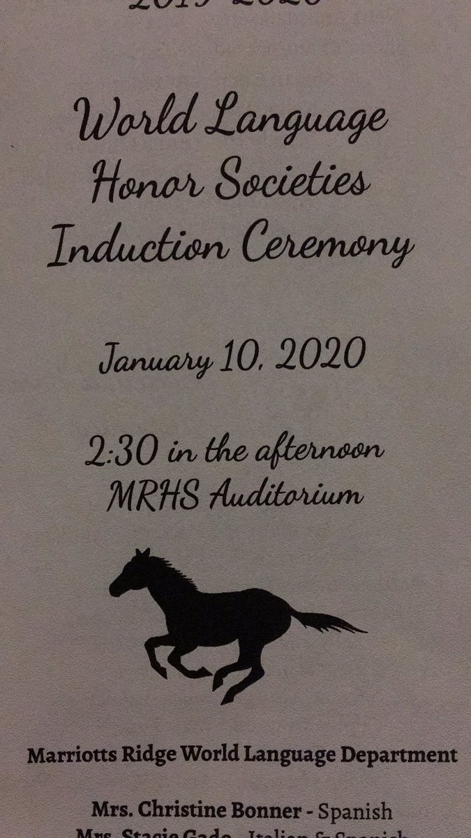 HCPSSWorldLang's tweet photo. Chinese, French, German, Italian, and Spanish Honor Society inductions are occurring at MRHS this afternoon.  Congratulations, new members! https://t.co/3amuALF5Bt