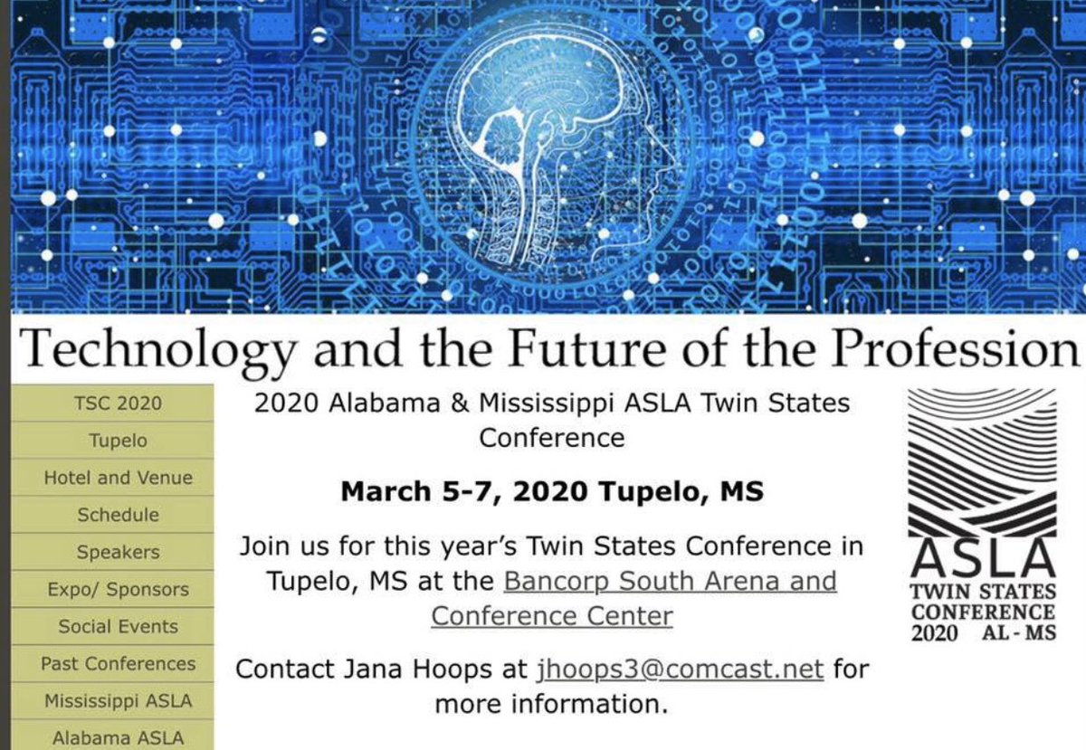 Join us and <a href="/MississippiASLA/">Mississippi ASLA</a> for the 2020 Twin States Conference March 5-7 in <a href="/MyTupelo/">Tupelo, Mississippi</a> March your calendars now! <a href="/NationalASLA/">American Society of Landscape Architects</a> #twinstates2020 #thisislandscapeaechitecture