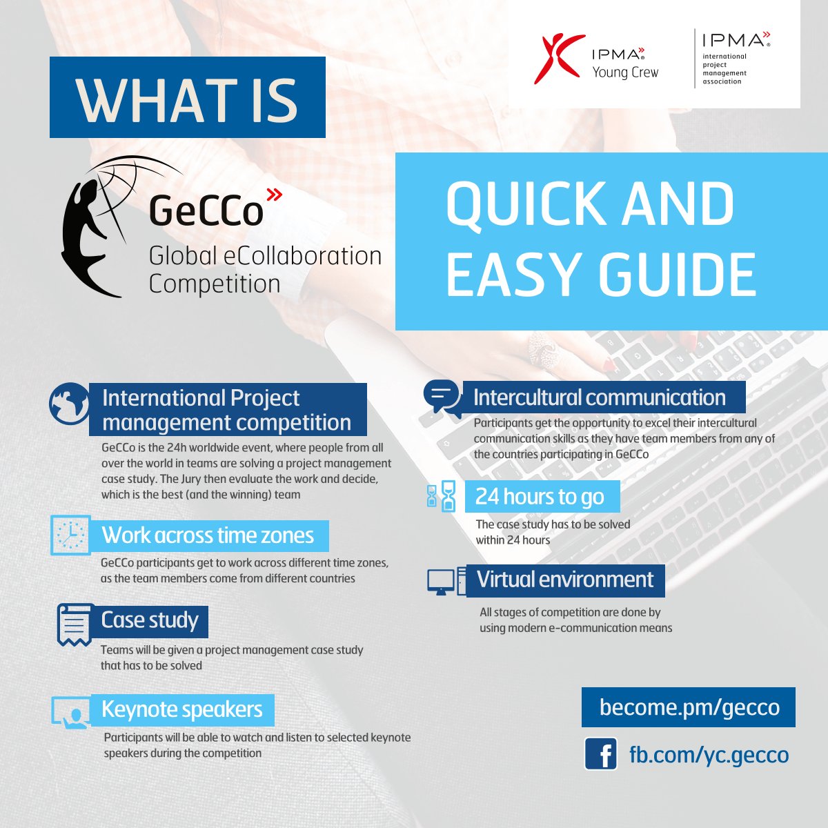 IPMA_YC_CH's tweet photo. Die Anmeldefrist für #GeCCo läuft! Mach mit beim 24-Stunden-Projektmanagement-#Wettbewerb für junge #Projektmanager und #Studenten. #Projektmanagement live erleben, organisiert von der @IPMAYoungCrew. Jetzt Anmelden unter https://t.co/GSDFXO7p6b https://t.co/DPeKdqast8