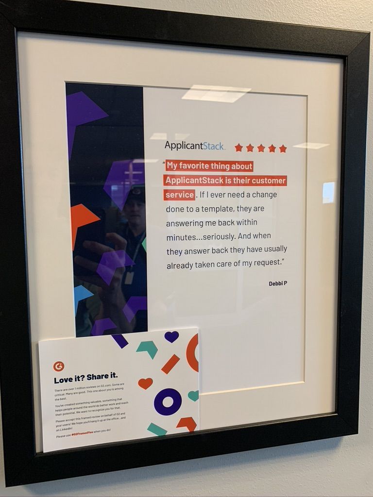 applicantstack's tweet photo. “Thanks G2! We love our customer feedback!”

#applicantstack #g2crowd #CustomerExperience https://t.co/DC9P5eklAn