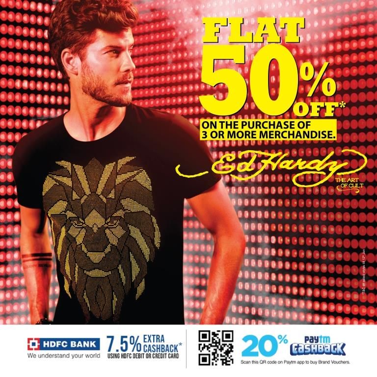 EdHardy_India's tweet photo. Your weekend dress code now available at flat 50% off. Shop for studded tees, jeans and jackets at your nearest store: https://t.co/QeaiLA4FeM

*Offer valid on purchase of 3 or more styles. T&amp;C apply
#EndofSeasonSale
#TheArtofCult #Sale #EdHardy https://t.co/oNNAMTsdx0