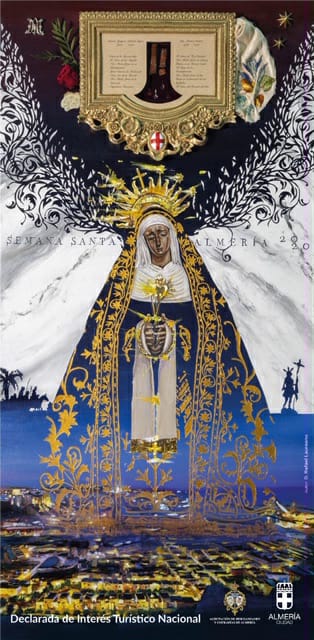 PSOE_Almeria's tweet photo. Ya tenemos cartel de la nuestra Semana Santa 2020. Una obra preciosa de Rafael Laureano con la imagen principal de la Soledad. Ánimo a todos los cofrades en esta espera hasta la llegada de la semana grande de #Almería. https://t.co/sbkgo6qlEW