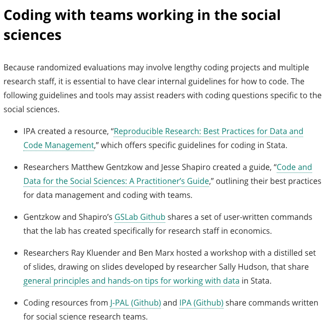 JPAL_NA's tweet photo. Randomized evaluations may involve lengthy coding projects ⌨️ and multiple research staff.
Our #EvaluationToolkit provides resources on how to establish clear internal guidelines for how to code 🖥.
https://t.co/XSRmSK0nhn https://t.co/Wv3ejguYxE