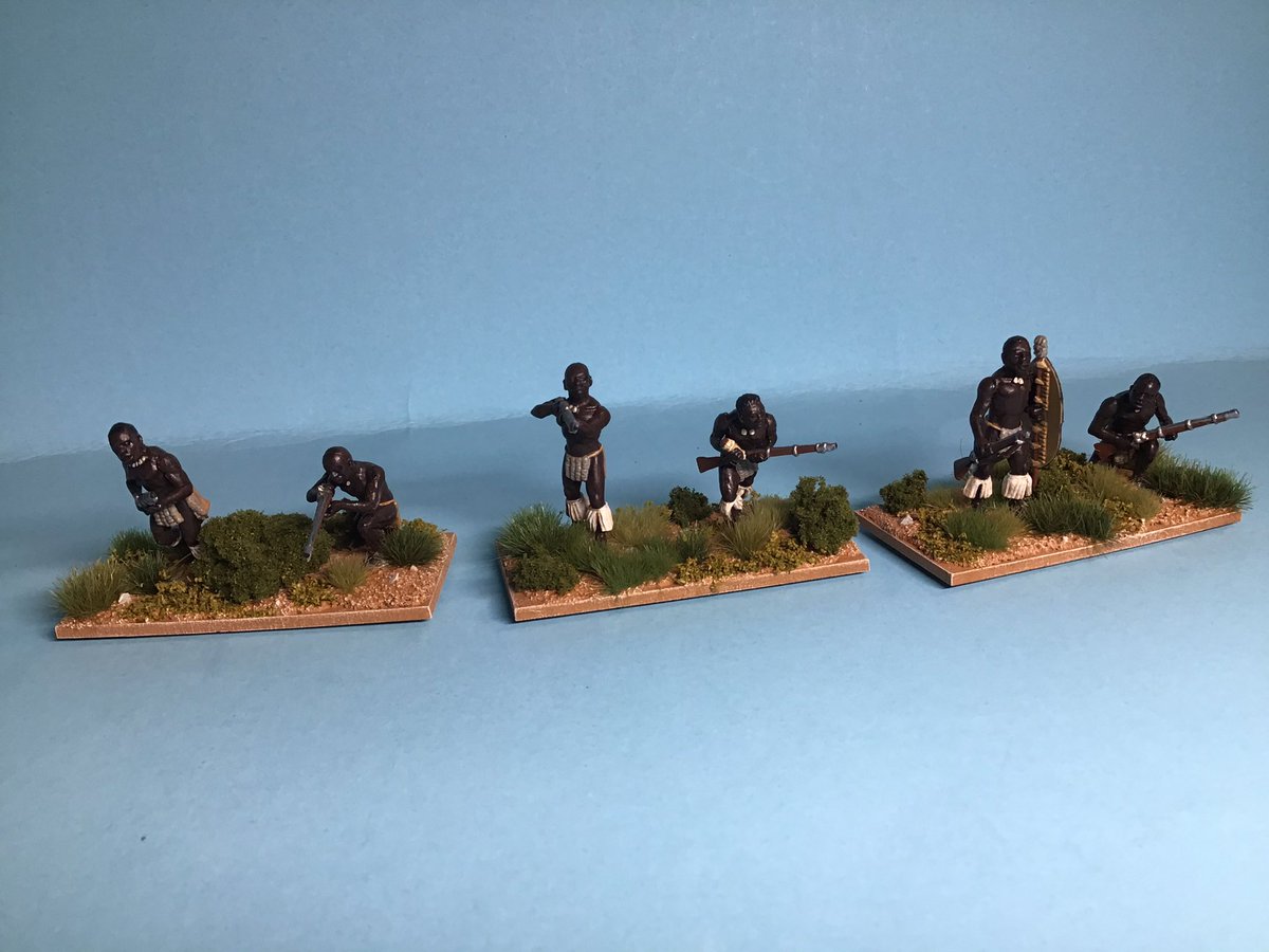 wargamesodyssey's tweet photo. Zulus! Thousands of 'em! No sorry, correction only 39 of them and some rather outnumbered Natal Carabineers who really need their horses painting! #ZuluWar #28mm #ColonialWargames #PerryMiniatures https://t.co/qyhsBn8V8X