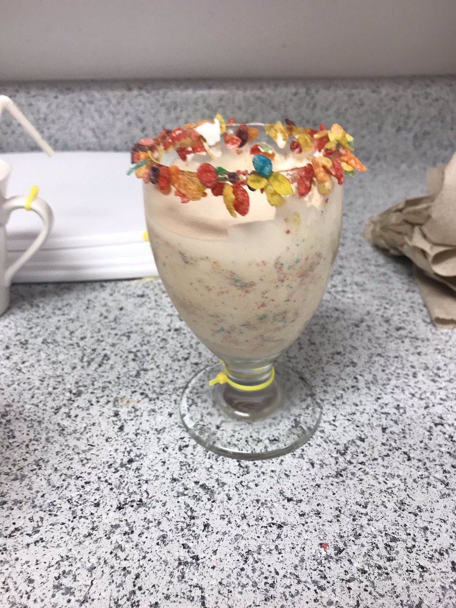 SpiritLakeFCS's tweet photo. Event Planning and Catering class made pasta to sell at lunch. They ended the day with a cereal competition. Lucky Charms cannolis won 1st place and the Fruit Pubbles shake won 2nd! #SLJterm https://t.co/uOPus0vUvV