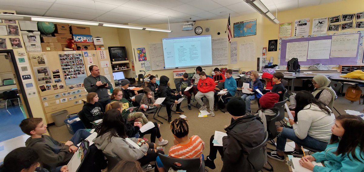 Awesome being an observer in a student-led grade 6 socratic seminar today about character development in a recent novel.