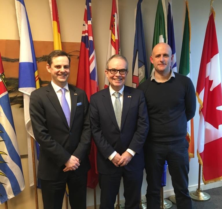 Enjoyed being interviewed for <a href="/IreCanBiz/">IreCanBusinessAssoc.</a> by <a href="/DanODonnellFDI/">Dan O'Donnell</a> w/ <a href="/Patrick_Haughey/">Patrick Haughey</a> at the Canadian Embassy in Dublin today - we reviewed the rapid developments in 🇮🇪🇨🇦 relations over the past few years &amp; discussed the exciting prospects for further growth in the years ahead.