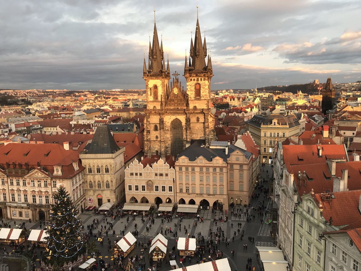 AAGTravel's tweet photo. Thinking about the gorgeous sunset we spent climbing the Astronomical Clock in Old Town Square in Prague. Did you know you could see this beautiful city on an Adventures by Disney vacation?? #travel #adventure #adventuresbydisney #europe #prague #explore https://t.co/uyGwVvAQro