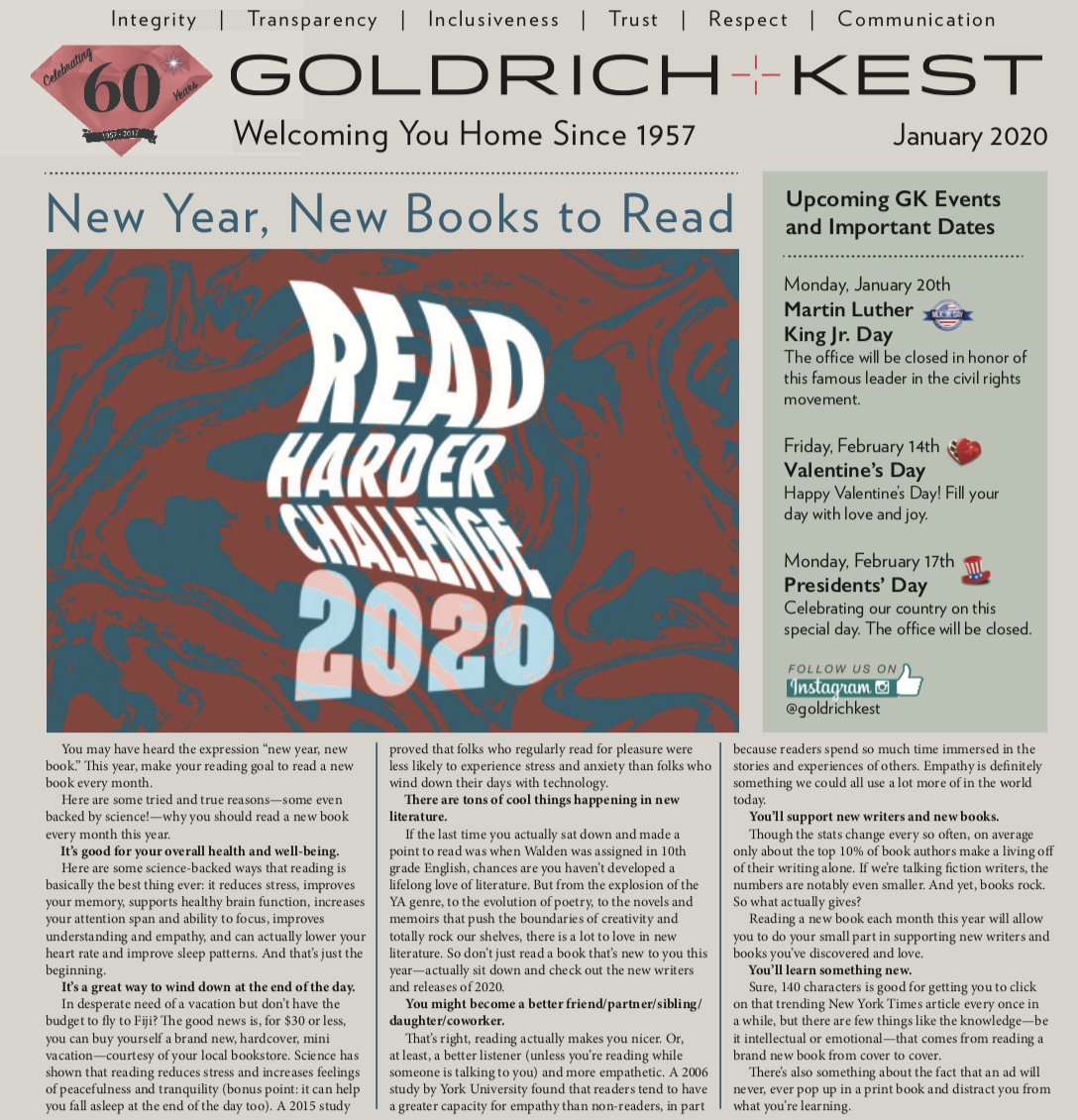 Don't forget to read our January newsletter! #newsletter #GoldrichKest #GKManagement #PropertyManagement