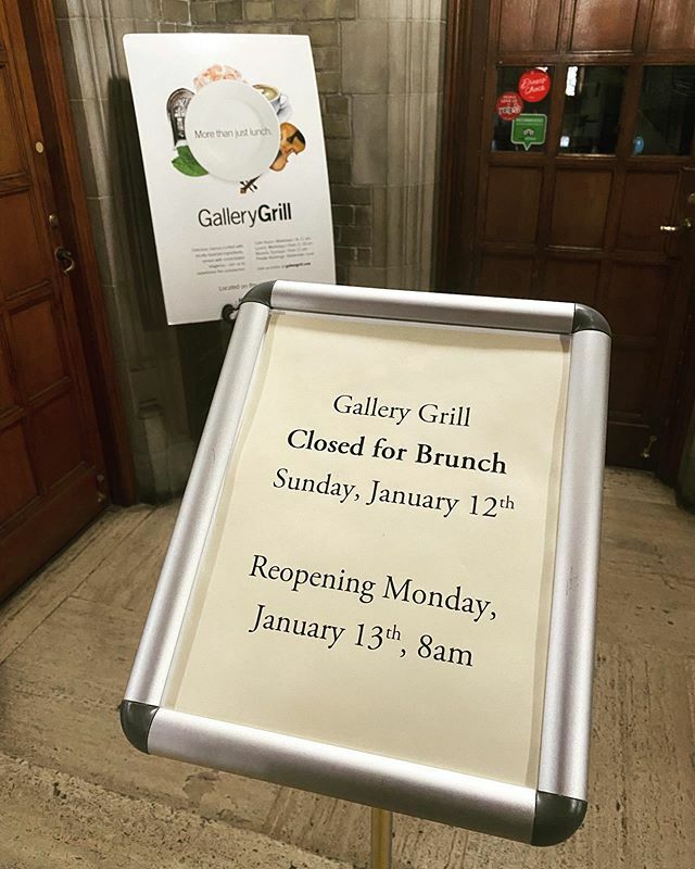 GalleryGrill's tweet photo. The Gallery Grill will be closed this Sunday 12th January. Have a great weekend and bundle up warm. #weekend #winter #january #harthouse #uoft #foodblog #tofood #sunday https://t.co/WNkqtWJTAK https://t.co/vpRjMGn1tK