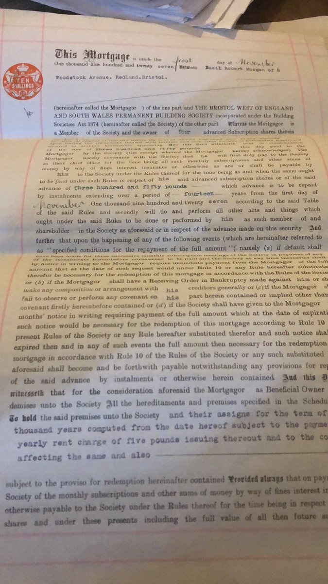 chrismccullam's tweet photo. Looking through old papers for our house. Original mortgage in 1927 was for £350 or £21k in todays money. #oldpapers #history https://t.co/S1y8Nrnd9D