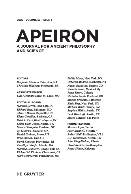Yale Classics Lib on X: &ldquo;New issue of Apeiron A Journal for 