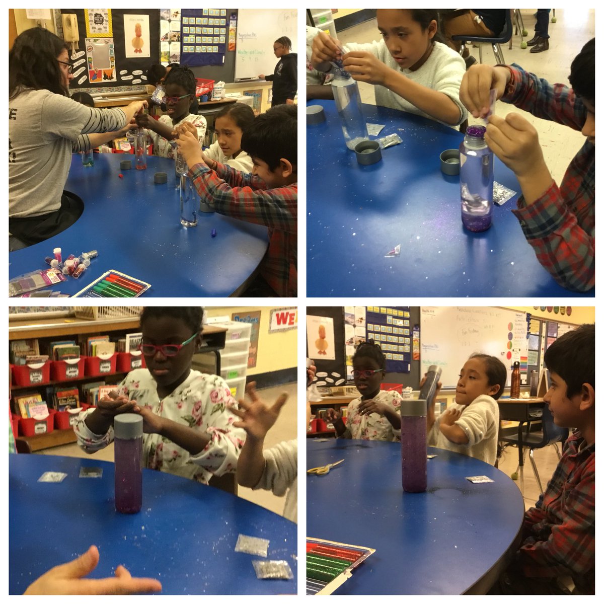 FigliolinoJamie's tweet photo. Next fun Friday took a turn! We covered our hands with glitter to learn more about how germs can spread! #FunFriday #calmingbottles  #school25 #LionPride #Dontspreadgerms #glitter @25Lafayette https://t.co/eIzgJCG0lv