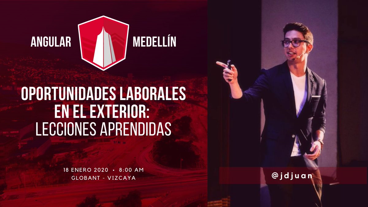 La próxima semana Nuevo Meetup!!
<a href="/jdjuan/">Juan Herrera</a> Está de vuelta en Colombia y nos hablará sobre:
⚡️ Oportunidades laborales en el exterior: Lecciones aprendidas ⚡️ meetup.com/es-ES/Angular-… #Meetup #Medellín #Angular