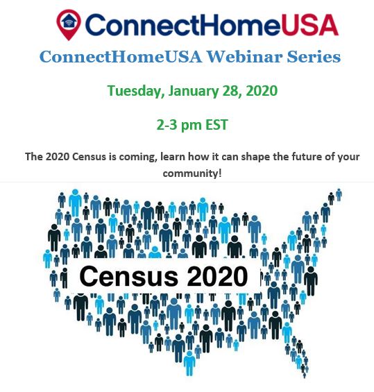 Register for the <a href="/ConnectHomeUSA/">ConnectHomeUSA</a> Jan. 28 webinar to learn more from a #2020Census expert, including how you can help support a full and accurate count. 2020 ConnectHomeUSA - The 2020 Census - HUD Exchange shar.es/a3AX2q