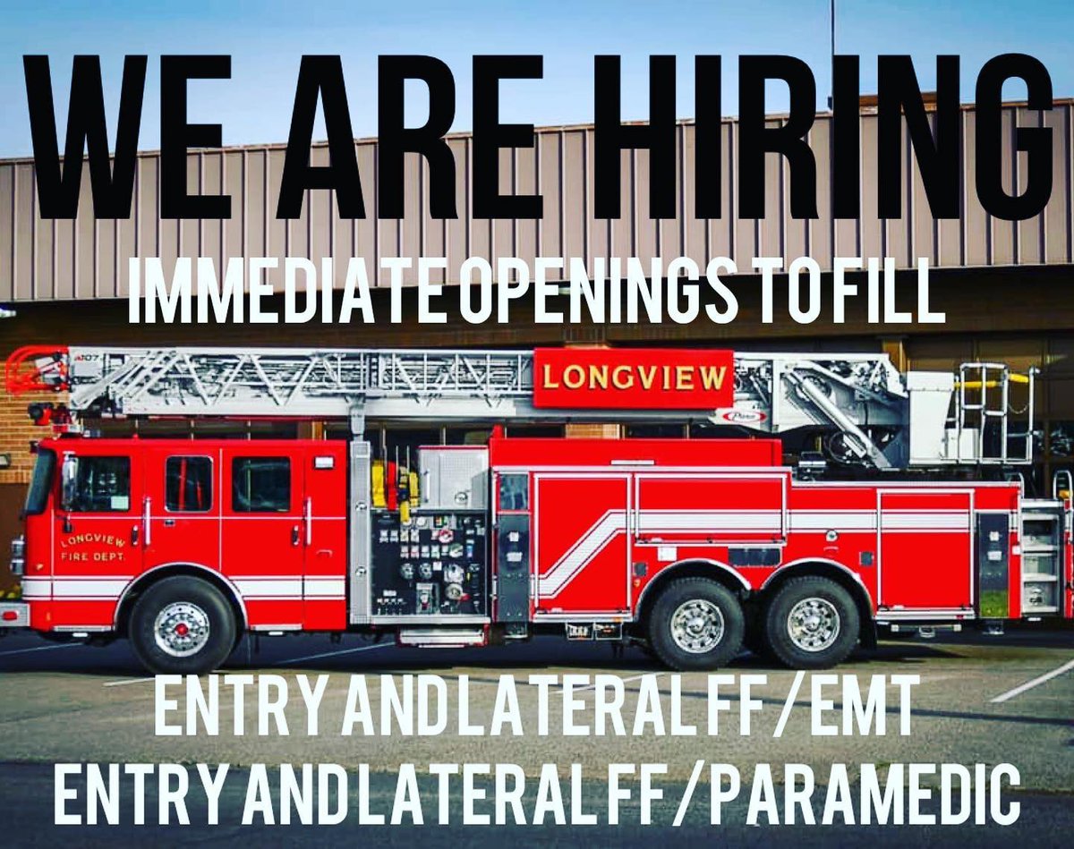 LongviewFireDep's tweet image. Three immediate openings.  Go to governmentjobs.com/careers/longvi… for info.