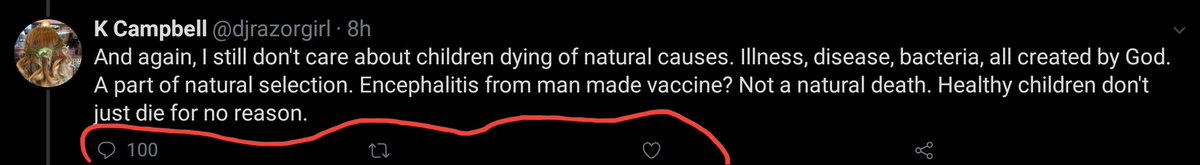 A tweet with 100 repiles, 0 retweets, and 0 likes.