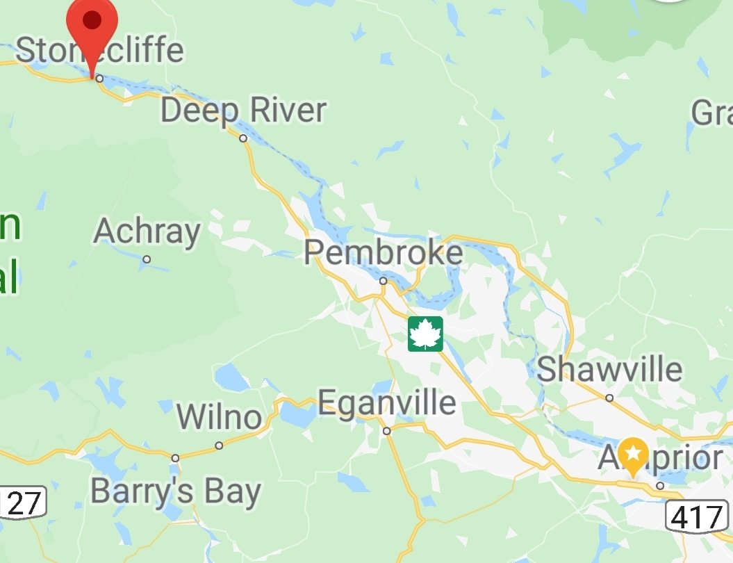 90km west of Pembroke near Stonecliffe a snowmobile rider crashes into trees 2km+ in the forest. Serious injuries &amp; fractures. <a href="/RenCtyParamedic/">County of Renfrew Paramedic Service</a>'s access by sled &amp; immediately stabilize patient. 
#SierraTeam Paramedics arrive, support care plan &amp; safely extract patient. #teamwork