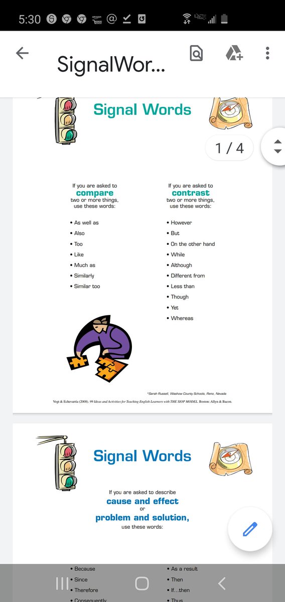 JeanaThompson14's tweet photo. #GCS_Newcomers/SLIFE 8A2 signal words, but NOT just for writing. My students refer to these that I have posted for speaking too. We even use them to identify text features  @TonyaB_ESOL https://t.co/MYdaFy1bXA