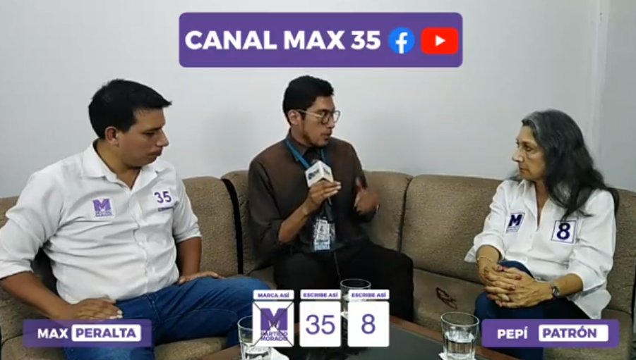 pepi_patron's tweet photo. Compartimos propuestas e intercambiamos ideas con el candidato del Nro. 35 del @partidomorado, Max Peralta. Gracias @nteve por concedernos este espacio en Comas.
Mira la entrevista completa aquí 👉 https://t.co/hHyB2bZwrk
#UnEquipoDeVerdad
#PepiAlCongreso
#EscribeEl8
#MarcaLaM https://t.co/5HAWTYx4ed
