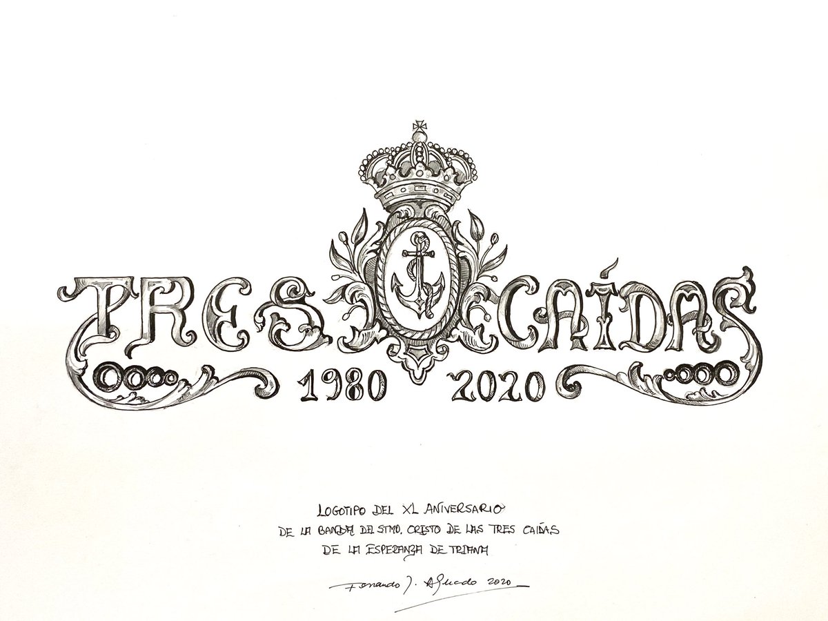 cruzdeguiaser's tweet photo. Estos son el cartel de @cazorla_triana y el escudo y el logotipo de @fernandojaguado para el 40° aniversario de la BCT @3Caidas_Triana https://t.co/XGPQU7TmmK