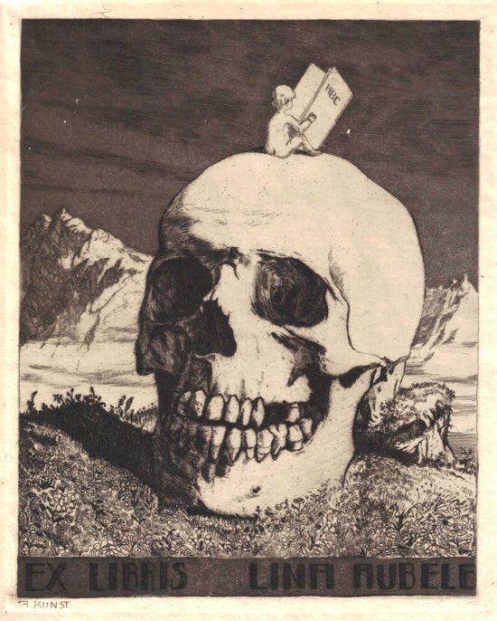 TheGoodDeath's tweet photo. Deathy bookplate from the collection of Richard Sica. 💀📚 https://t.co/cnRsud2xLA