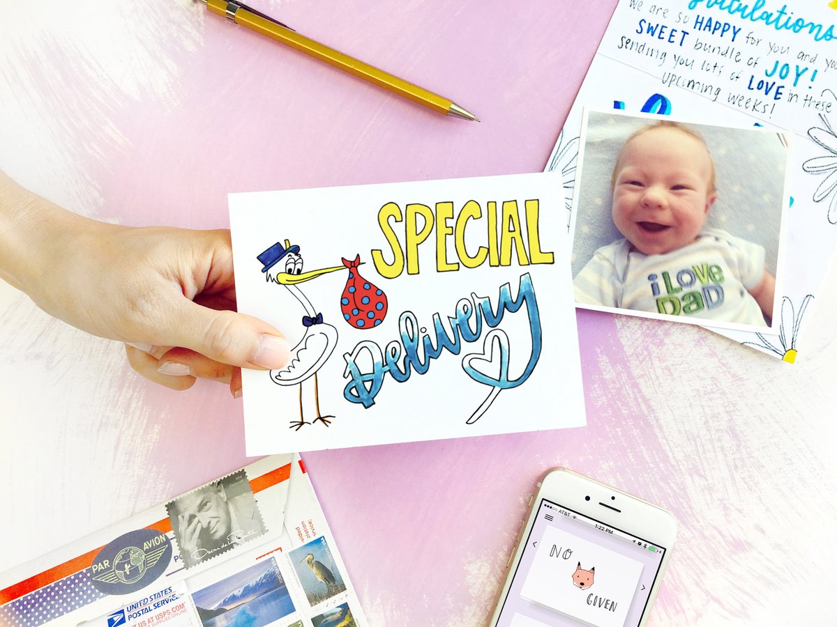 karensteger's tweet photo. Know anyone expecting that needs a SUPER CUTE baby card designed by yours truly?
@PunkpostCo is having a sale on cards, and my Special Delivery card is one of the featured ones!! #sentwithpunkpost #snailmail
https://t.co/YxnX3A6l4u https://t.co/PdLWVHbIV9