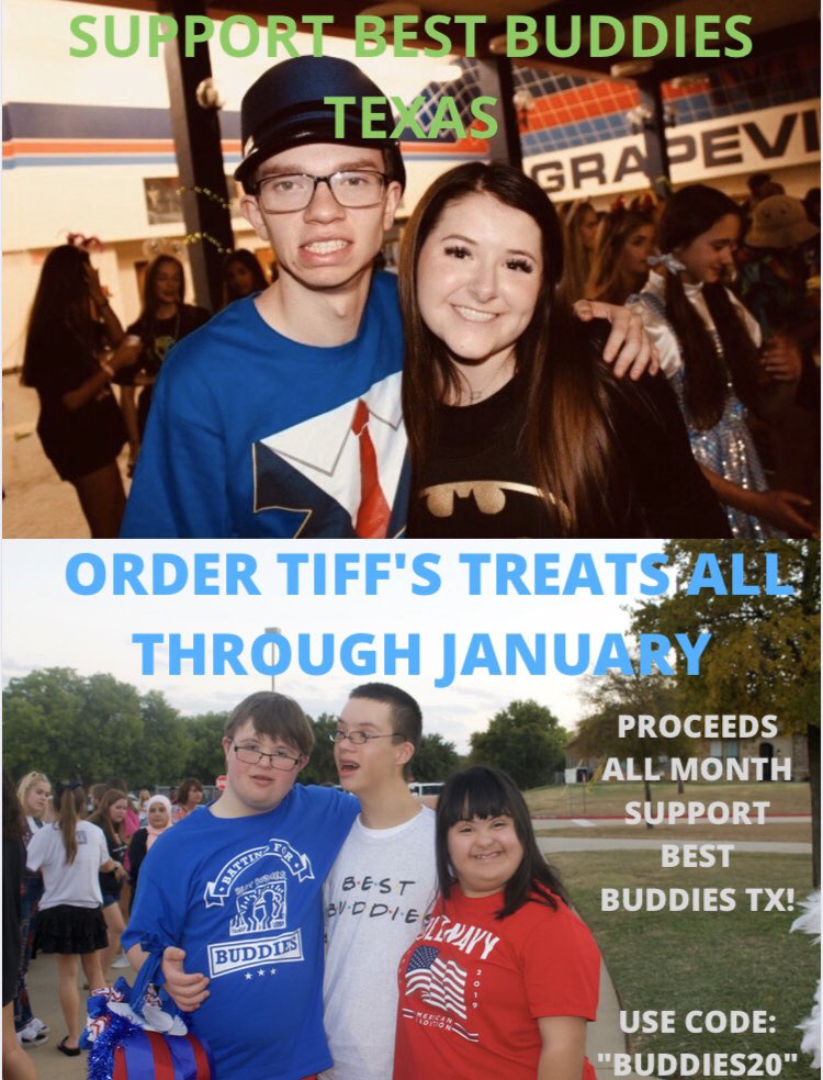 ghs_bestbuds's tweet photo. everyone deserves a cookie! especially this month! order tiff’s treats using code: “buddies20” to support best buddies texas!! help texas raise the most money and best buddies texas will earn an additional $10k! 💙🍪 order all the cookies you can eat! https://t.co/UxmAQNCM9E