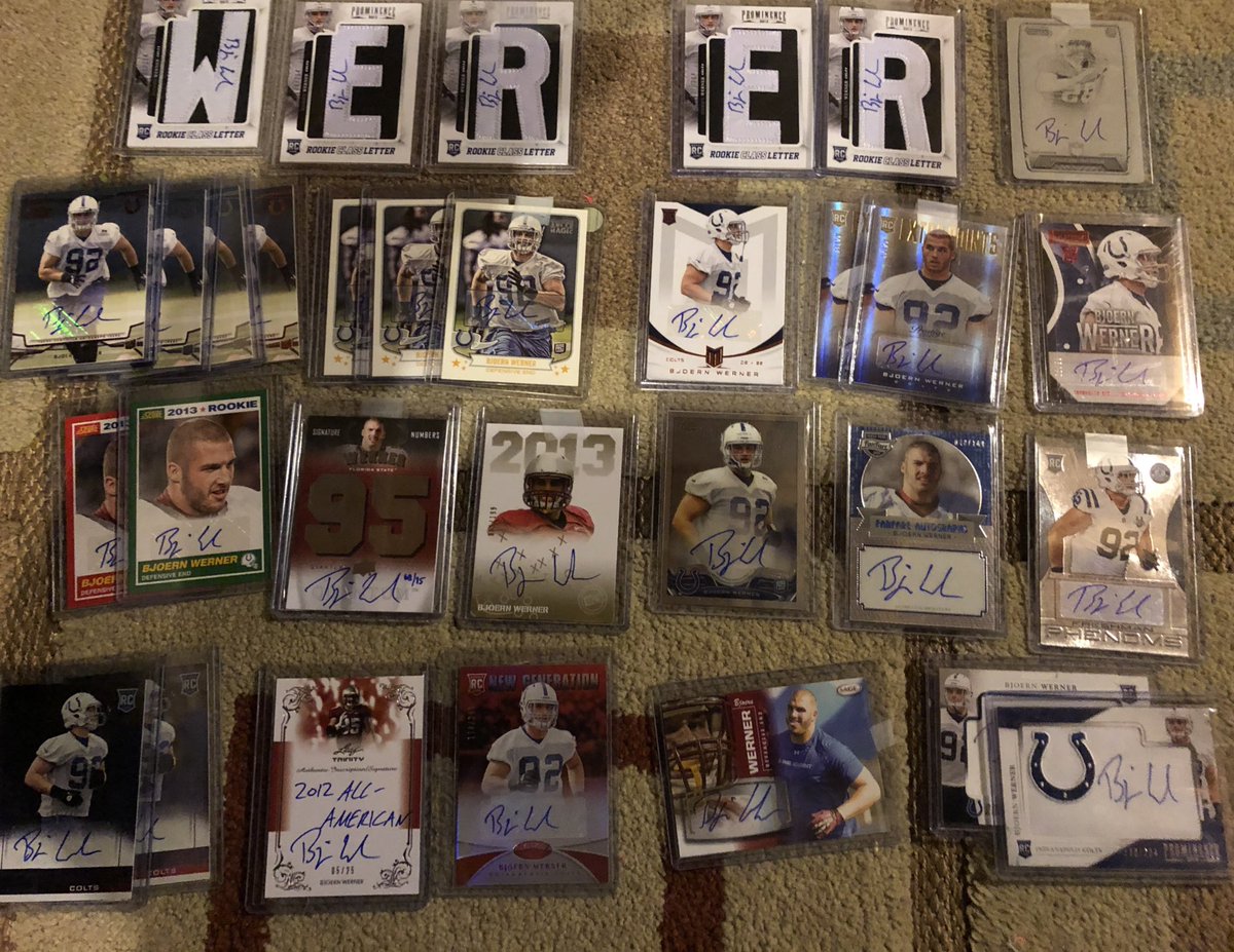 TheRealYateman's tweet image. Nothing to see here... just 31 @BjoernWerner autographed cards #RandomCollection #Colts #TheAmericanFootballDream