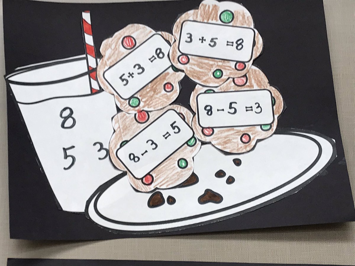 chalkandgrace's tweet photo. Who doesn’t love a little #MilkandCookies🍪🥛 When we hear milk, we think cookies. Just like related facts! If we know 3+2=5 then we know 5-2=3🤝 We are learning about this #InverseRelationship💞 and extending our knowledge of related facts. #HaskinsCadets🚀 #HawksSOAR💙💚 https://t.co/1YCmjREt1K