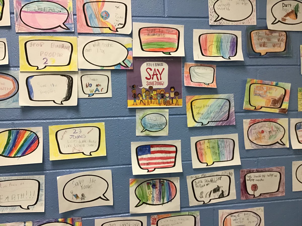 This week we read “Say Something” by ⁦@peterhreynolds⁩ and encouraged our students to use their voice. I’m deeply moved by how insightful their voices are. #StVrainStorm ⁦<a href="/HygieneSVVSD/">Hygiene Elementary</a>⁩