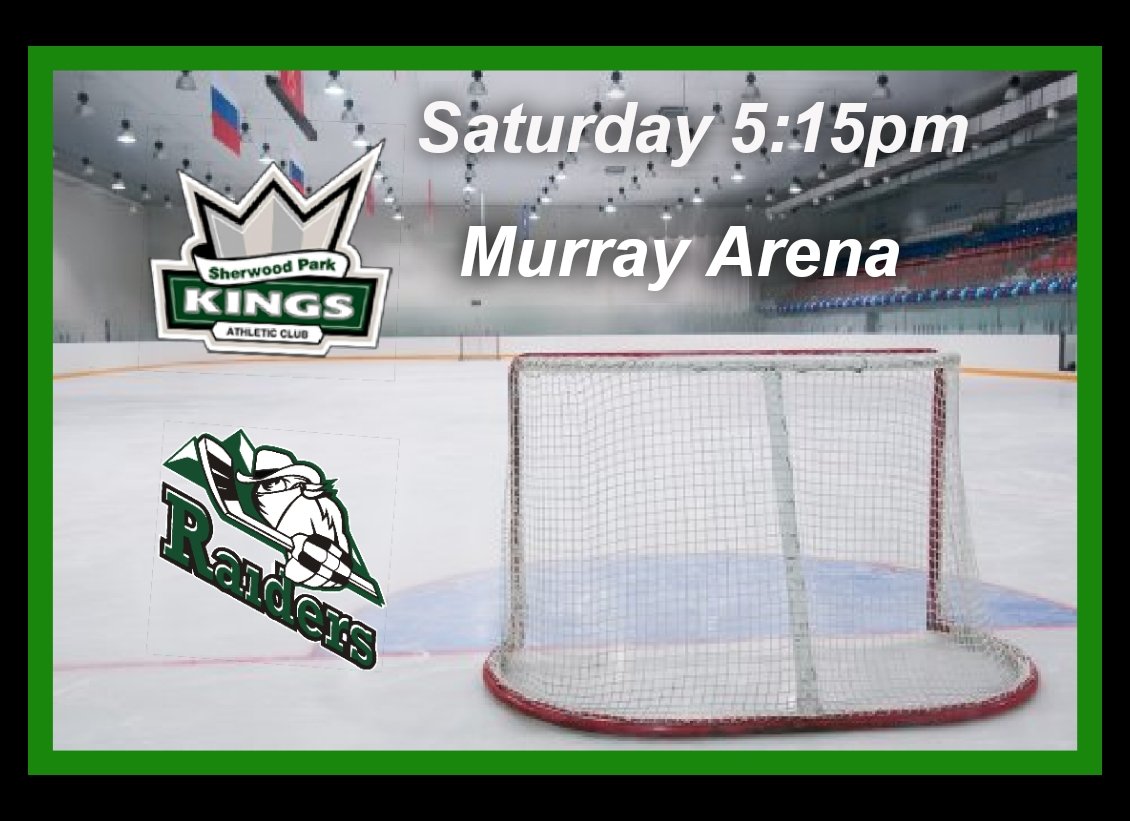 helmsolutionsab's tweet photo. Double header home weekend! We look to get back in the win column against the strong @SPKAC_Royals on Saturday. Game time is 5:15pm at the Murray Arena.
#LetsGoRaiders https://t.co/grUjn5uJuL