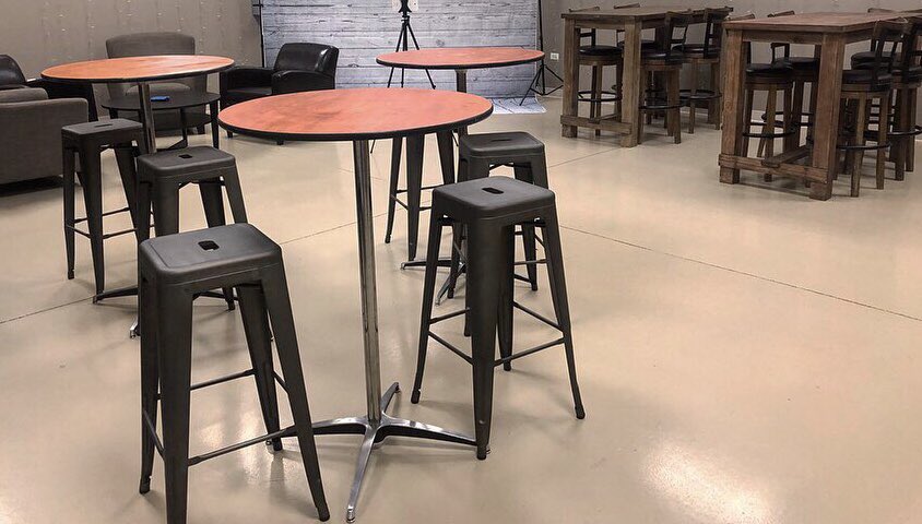 PartyRentalsinc's tweet photo. What’s your favorite style of stool ? Here we have #Gunmetal Cafe Stools with Cocktail Tables. #partyrentals #inc #bolingbrook #corporate #events #stool #cocktail https://t.co/4hq9TMo6ZP
