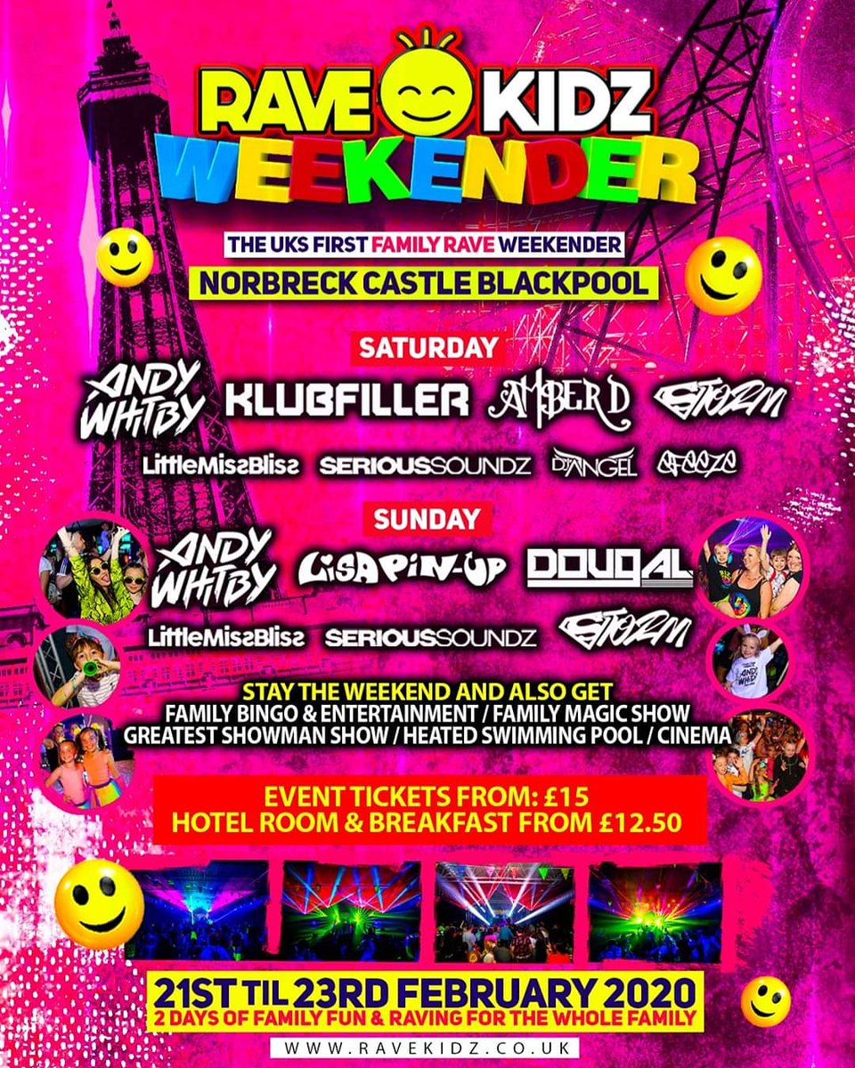 Next up for #ravekidz is the WEEKENDER! We take over the Norbreck hotel in #blackpool for a Weekend of Family raving!