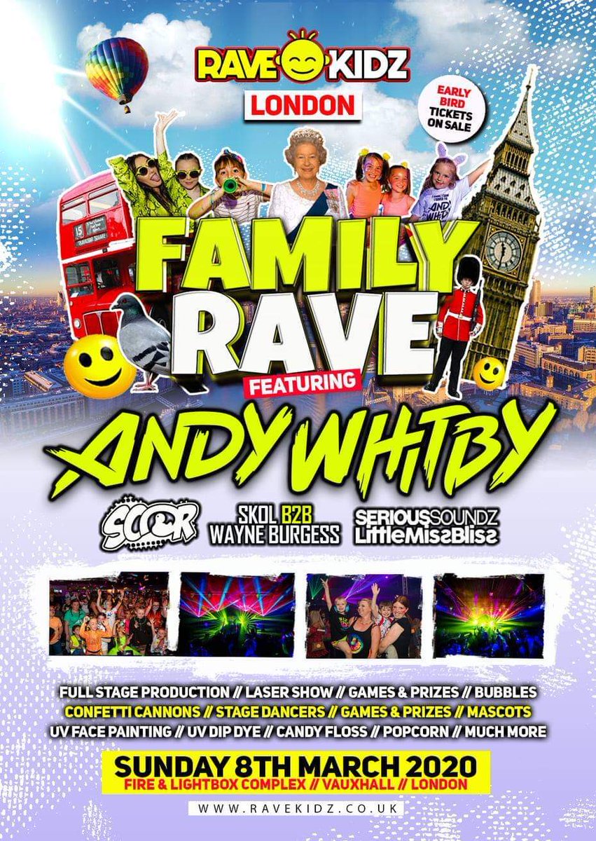 Then in March we hit #London for #ravekidz with Andy Whitby!
Tickets &amp; info at ravekidz.co.uk