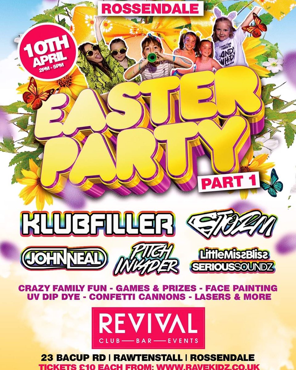 In April we are road tripping to #rossendale and taking over Revival nightclub for this juice line up! #ravekidz