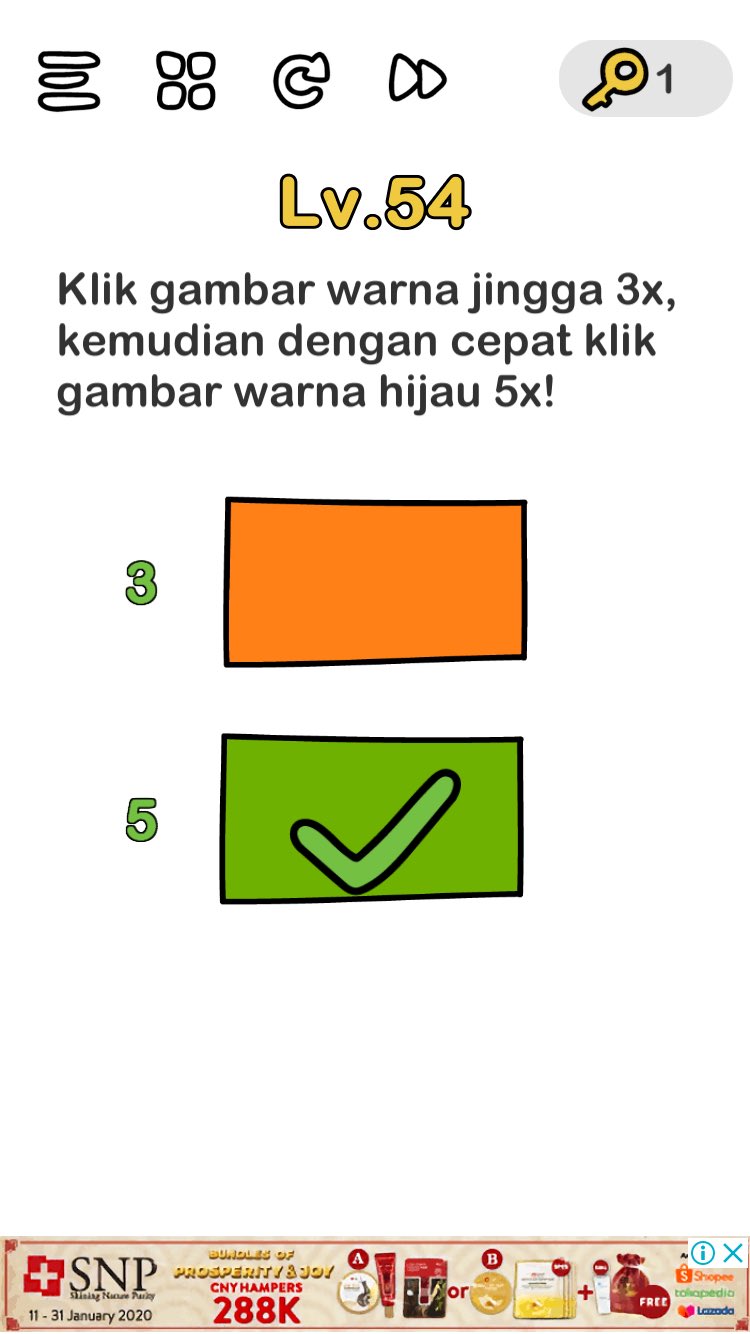 Klik gambar warna jingga 3 kali kemudian dengan cepat klik gambar warna hijau 5 kali