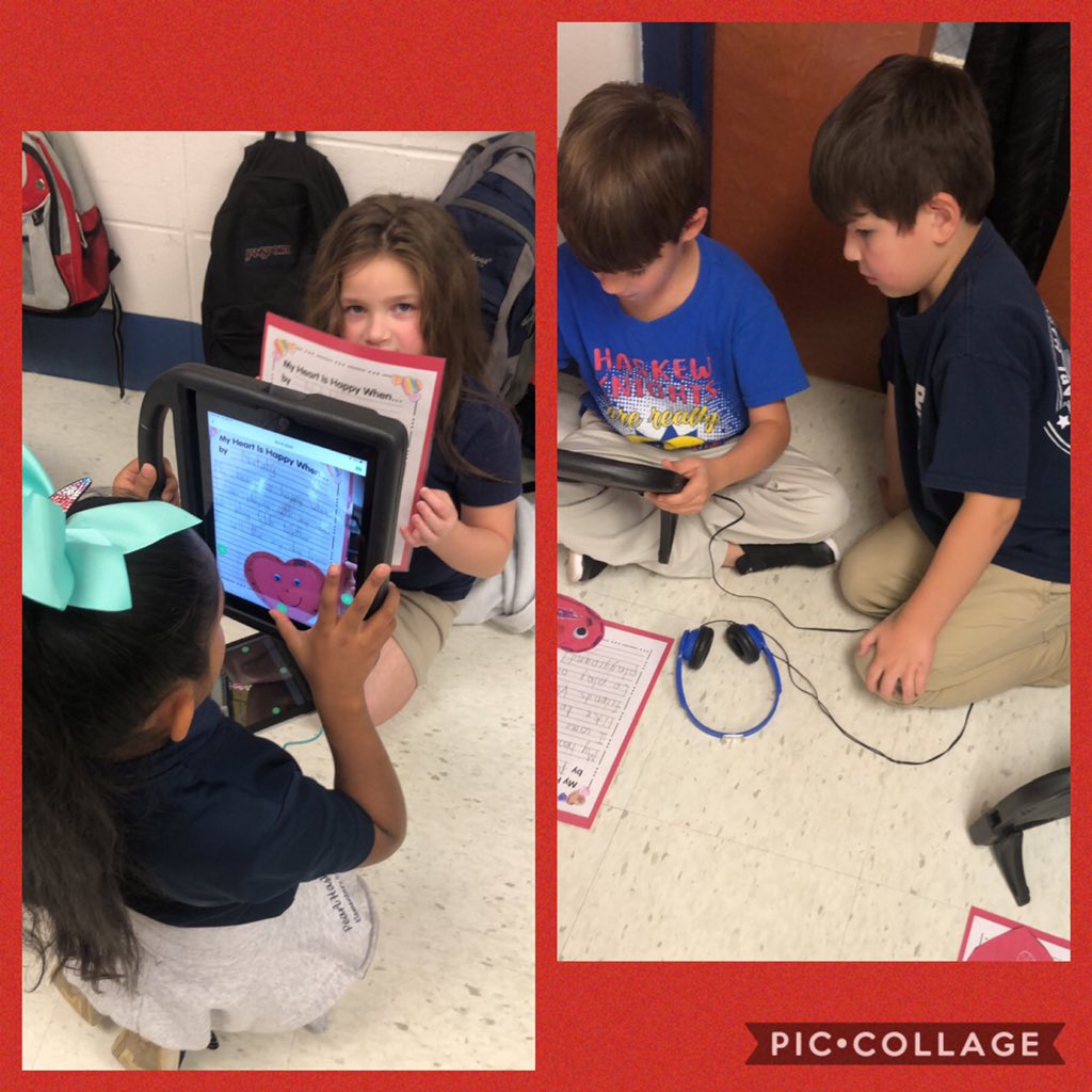 What makes your heart happy? Students helped each other upload and narrate their opinion writing to <a href="/Seesaw/">Seesaw</a> so they could share with others. #learningleading #empowermcpss #alsde #mrsburrellskids #mcpsstech