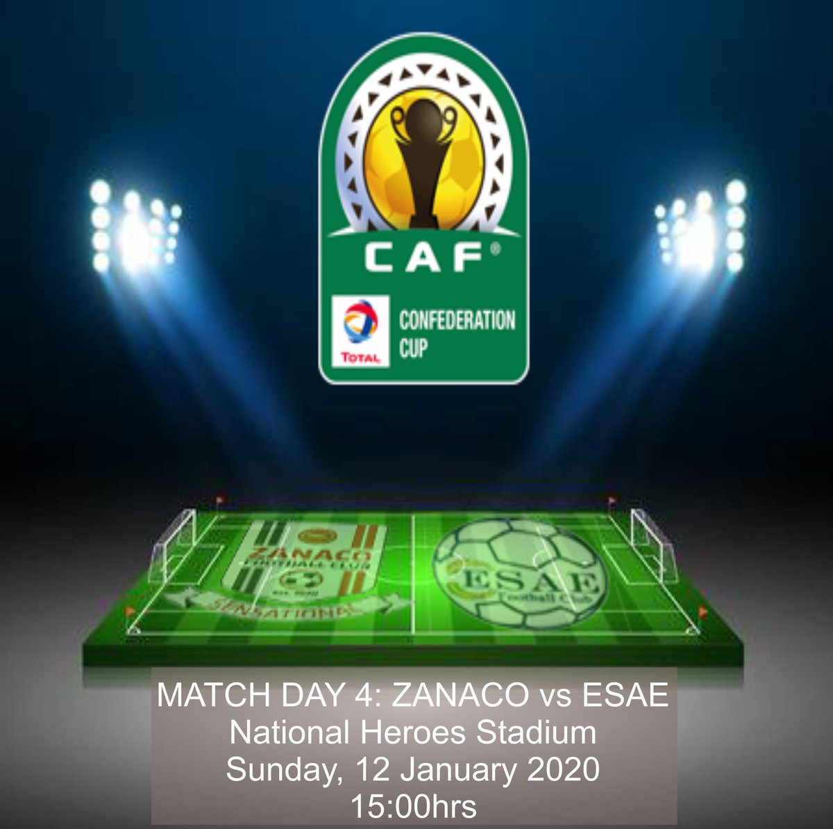 ZambiaSoccernet's tweet photo. Zanaco host ESAE of Benin at the National Heroes Stadium on Sunday.
#ZSNLive https://t.co/ZVipS1r96Y