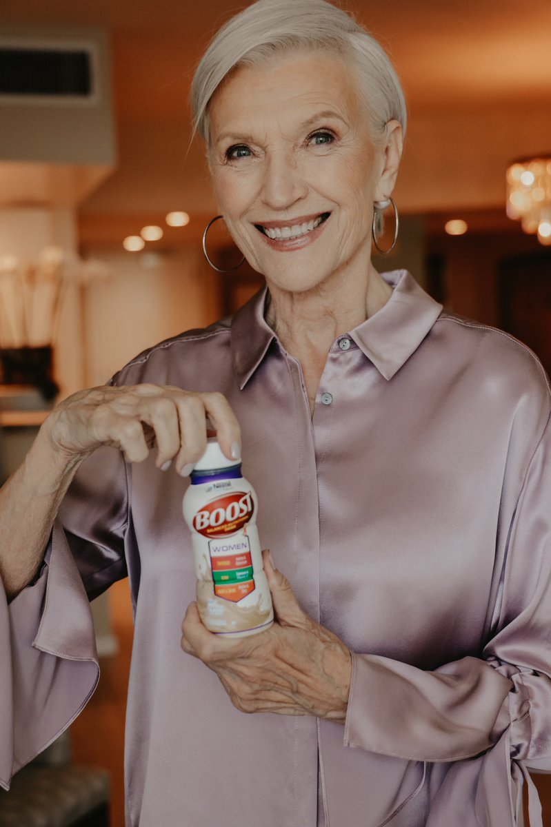 mayemusk's tweet photo. Loving the new BOOST Women drink! With ingredients like Iodine and Selenium to help support normal thyroid function and Calcium and Vitamin D to support strong bones, BOOST Women is specially formulated for us! #BOOSTAmbassador @NestleHealthUS #ItsGreatToBe71 #ad https://t.co/uoh6dq3xxd
